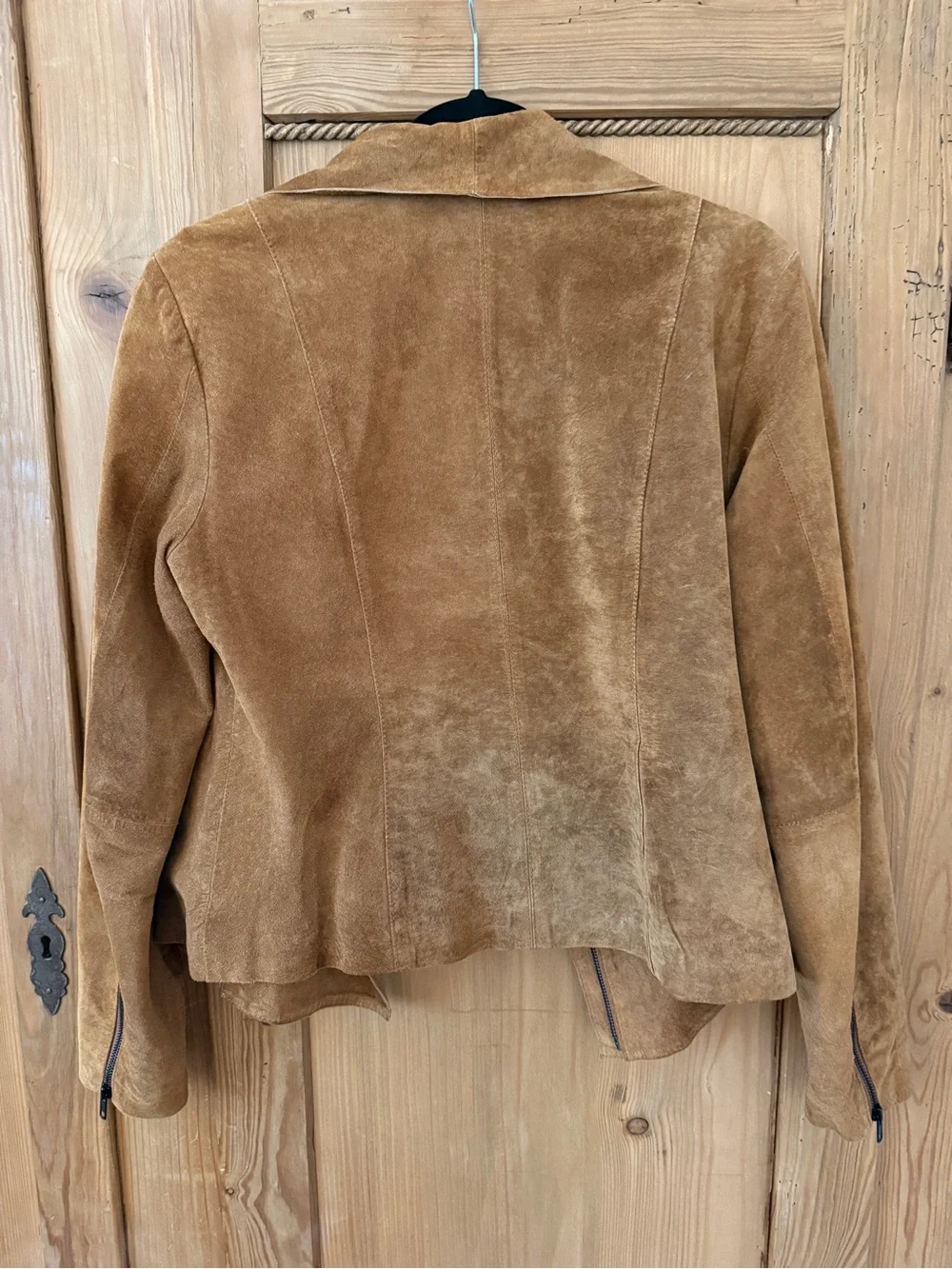 BB Dakota Suede Draped Open-Front Jacket in Camel Brown